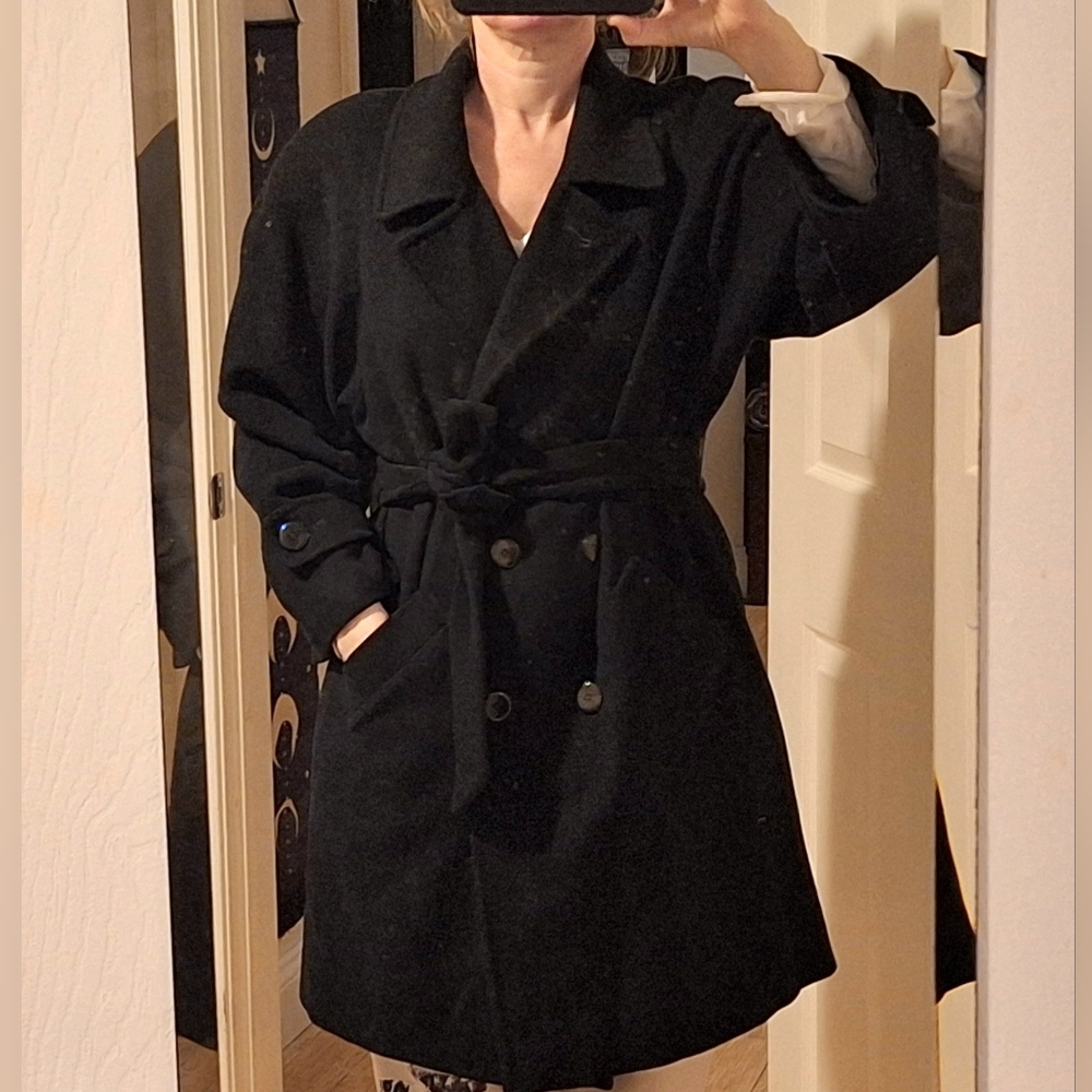 🌹Vintage REGENCY CASHMERE🌹Black Robe-Style Coat